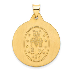 14k Polished and Satin Miraculous Medal Hollow Pendant - 2