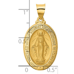 14k Polished and Satin Miraculous Medal Hollow Pendant - 4