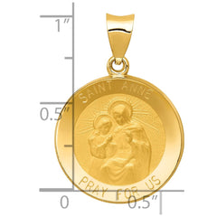 14k Polished and Satin St. Anne Medal Hollow Pendant - 2