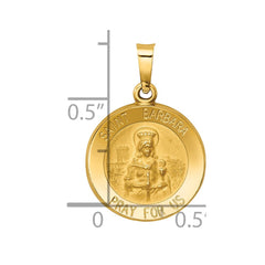 14k Polished and Satin St. Barbara Medal Hollow Pendant - 2
