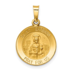 14k Polished and Satin St. Barbara Medal Hollow Pendant - 2