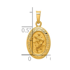 14k Polished and Satin St. Christopher Medal Hollow Pendant - 3