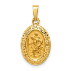 14k Polished and Satin St. Christopher Medal Hollow Pendant - 3