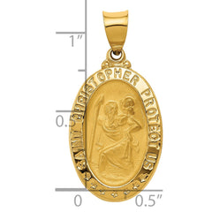 14k Polished and Satin St. Christopher Medal Hollow Pendant - 4