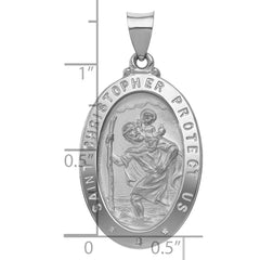 14k White Gold Polished/Satin St Christopher Medal Hollow Pendant - 7
