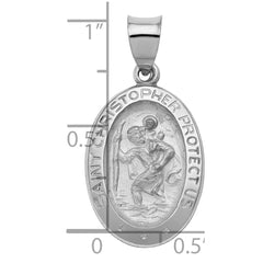14k White Gold Polished/Satin St Christopher Medal Hollow Pendant - 4