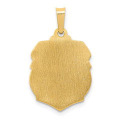 14k Polished and Satin St Michael Badge Medal Hollow Pendant
