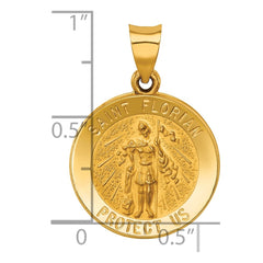 14k Polished and Satin St Florian Medal Hollow Pendant - 3