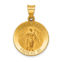 14k Polished and Satin St Florian Medal Hollow Pendant - 3
