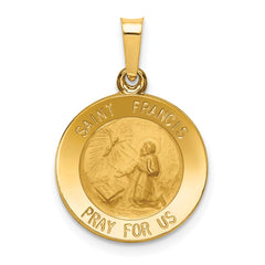 14k Polished and Satin St Francis Medal Hollow Pendant - 3