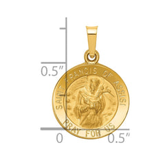 14k Polished and Satin St Francis of Assisi Medal Hollow Pendant - 2