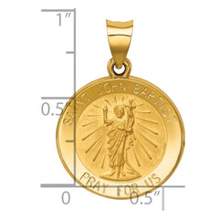 14k Polished and Satin St John Baptist Medal Hollow Pendant - 4