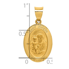 14k Polished and Satin St Joseph Medal Hollow Pendant - 2