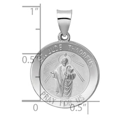 14K White Gold Polish/Satin St Jude Thaddeus Medal Hollow Pendant - 2