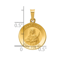 14k Polished and Satin St Lucy Medal Hollow Pendant - 2
