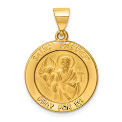 14k Polished and Satin St Matthew Medal Hollow Pendant - 2