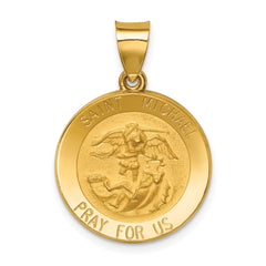 14k Polished and Satin St Michael Medal Hollow Pendant - 2