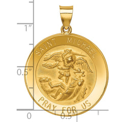 14k Polished and Satin St Michael Medal Hollow Pendant - 3