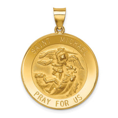 14k Polished and Satin St Michael Medal Hollow Pendant - 3