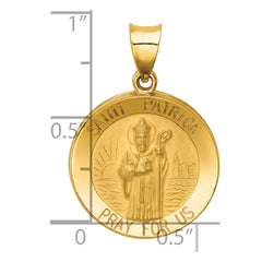 14k Polished and Satin St Patrick Medal Hollow Pendant - 2