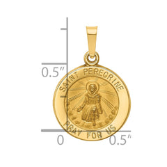 14k Polished and Satin St Peregrine Medal Hollow Pendant - 2