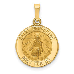 14k Polished and Satin St Peregrine Medal Hollow Pendant - 2