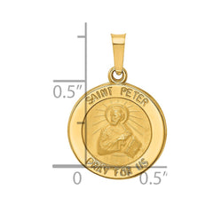 14k Polished and Satin St Peter Medal Hollow Pendant - 2