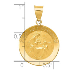 14k Polished/Satin First Holy Communion Medal Hollow Pendant - 2
