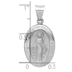 14k White Gold Polished / Satin Miraculous Medal Hollow Pendant - 3