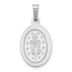 14k White Gold Polished/Satin Miraculous Medal Hollow Pendant - 3