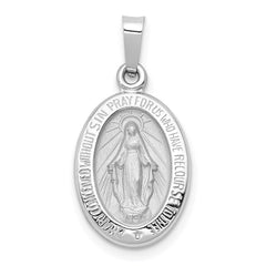 14k White Gold Polished/Satin Miraculous Medal Hollow Pendant - 3
