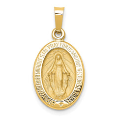 14k Polished and Satin Miraculous Medal Hollow Pendant - 6