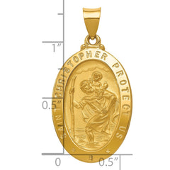 14k Polished and Satin St Christopher Medal Hollow Pendant - 3