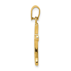 14k Polished Cross Pendant - 40