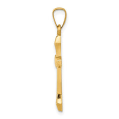 14k Textured and Polished Latin Cross Pendant - 3