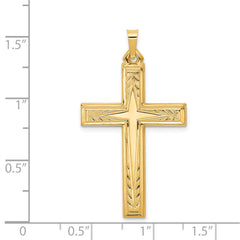 14k Brushed and Polished Latin Cross Pendant - 2