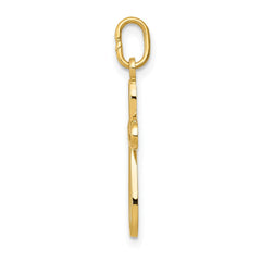 14k Gold Polished Small Ribbon Cross Pendant
