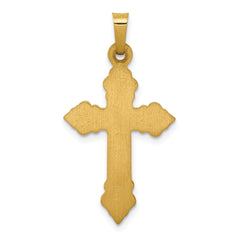 14k Brushed and Polished Budded Cross Pendant