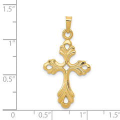 14k Polished Fleur De Lis Cross Pendant - 2