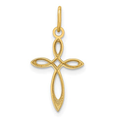 14k Gold Polished Small Ribbon Cross Pendant - 2