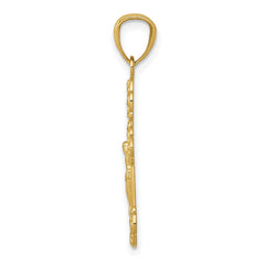 14k Gold Polished INRI Small Crucifix Pendant