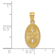 14k Gold Polished Small Cross Medal Pendant