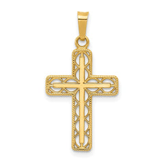 14k Polished Filigree Cross Pendant - 2