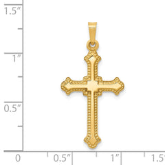 14k Polished Fleur de Lis Cross Pendant - 2