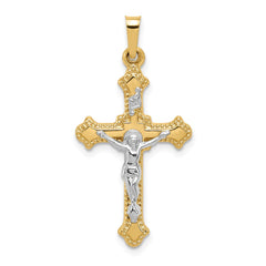 14k Two-tone Polished INRI Crucifix Pendant - 9