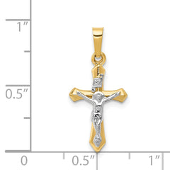 14k Two-tone Polished INRI Crucifix Pendant - 8