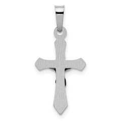 14k White Gold Polished INRI Crucifix Pendant - 3
