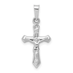 14k White Gold Polished INRI Crucifix Pendant - 3