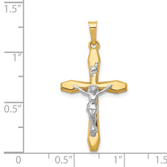 14k Two-tone Polished INRI Crucifix Pendant - 3