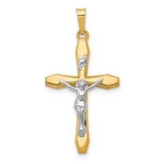 14k Two-tone Polished INRI Crucifix Pendant - 3